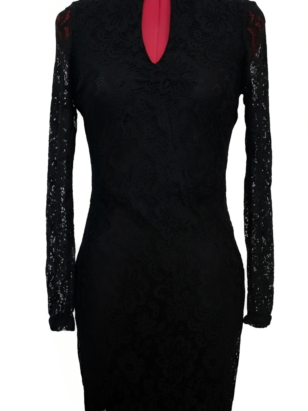 Black Lace Long-Sleeve Sheath Dress